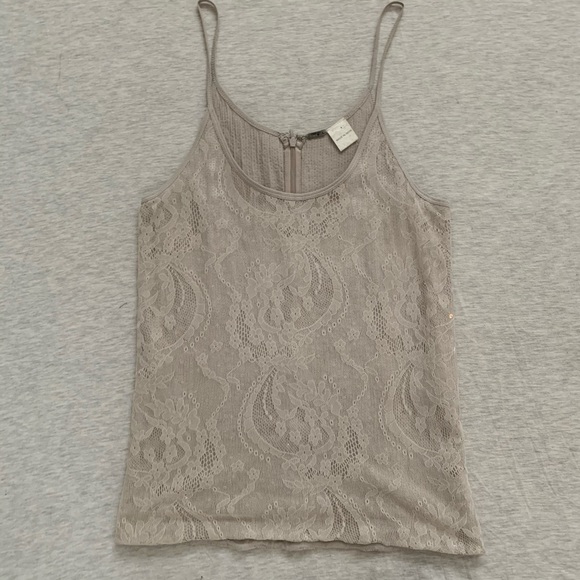 CHAN LUU Lace Sequin Spaghetti Strap SilverBeige - Picture 1 of 3
